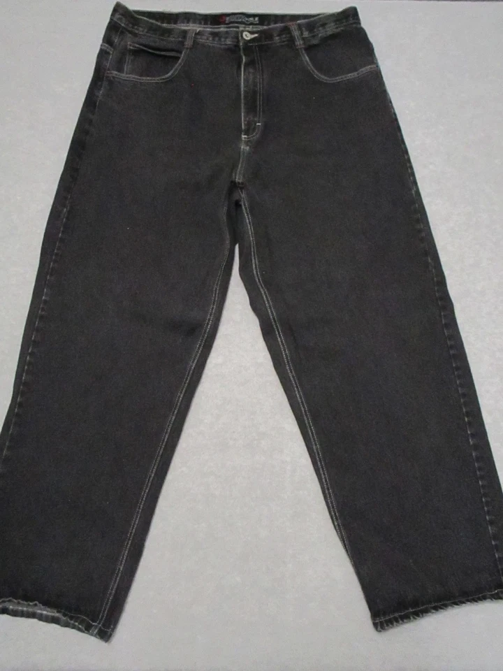 VTG Southpole Jeans Mens 40 Black Red Tab Baggy Wide Leg Hip Hop Y2K Denim - Image 2 of 4