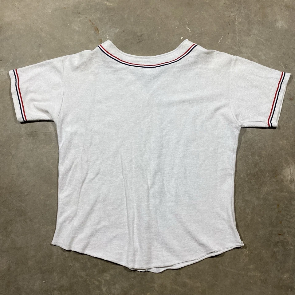 Camiseta de beisebol vintage H2O Cocoa Beach FL bandeira dos EUA feita nos EUA P/M - Imagem 4 de 4