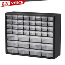 44 Drawer Plastic Parts Storage Hardware and Craft Cabinet Tool Boxes Bin Black