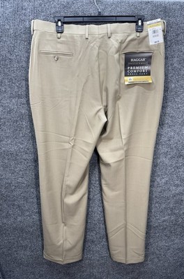 Haggar Premium Comfort Dress Pants Mens 40x32 Khaki Classic Fit Wrinkle  Free NEW | eBay