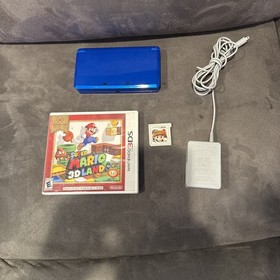 Original Metallic Blue Nintendo 3Ds System With Super Mario 3-D Land Charger !