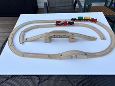 Vintage BRIO Wooden Train Track Set Lot w/ Br...