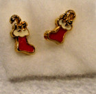 Avon Festive Accents Earrings Santa’s Stocking Pierced Christmas 1992 — photo 2