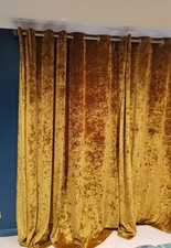 Paoletti Verona Lined Pair of Curtains in Ochre/Gold Crushed Velvet 229cm x 229