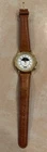 Vintage Timex Moon Phase Watch Men's Gold Tone New Tan Leather Band, New Battery