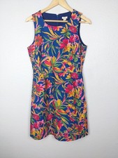 J Crew Dress Womens 6 Floral Sleeveless Fit Flare Tropical Print Summer Casual