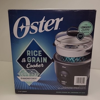 Oster DiamondForce Nonstick Electric Rice & Grain Cooker 6 Cup Capacity In Black