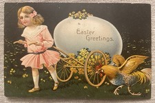 1909 Easter Embossed PFB Germany Postcard Green Benjamin Franklin One Cent Stamp