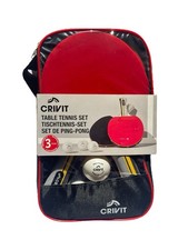 Rare Factory Sealed Crivit Table Tennis Set - 2 Bats, 3 Balls & Case - Brand New