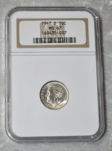 1947 D ROOSEVELT DIME 90% SILVER CERTIFIED NGC MS 67 MS67 DENVER MINT 10¢ COIN