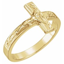 12 mm Crucifix Ring In 14K Yellow Gold