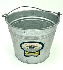 Vtg Eagle Products Galvanized Bucket Pail 7” Tall 2.9 Gal Mexico Label EUC