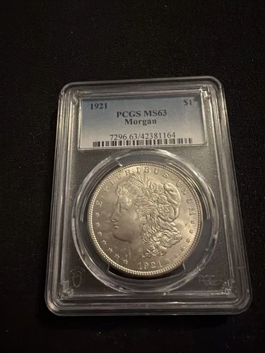 1921 P Morgan Silver Dollar. PCGS MS63