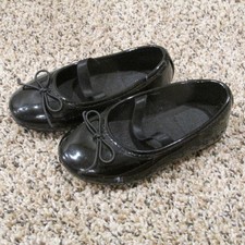 Mary Jane Dress Shoes Toddler Girls 6 Black Ballet Flats Slip On Elastic Strap