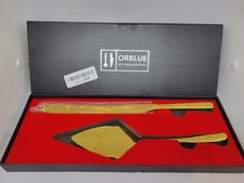 Orblue Wedding Cake Knife and Server Set - Premium, Beautifully Engraved Cutting