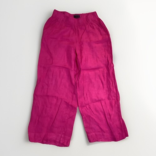 Tahari 100 % Leinen weites Bein kurze Pull-On atmungsaktive Hose Medium Hot Pink Taschen