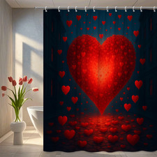 Romantic Red Heart Shower Curtain for Love and Valentine's Decor