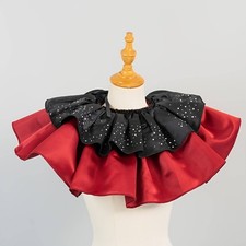Black and Red Ruffle Collar Double Tier Attire Accessory Photo Photo Accessory