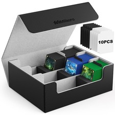 Trading Card Storage Box for 1800 Sleeved Cards, PU Leather Magnetic Closure wi