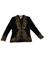 Vintage Niteline by Della Roufogali 1990s Black Gold Beaded Silk Jacket