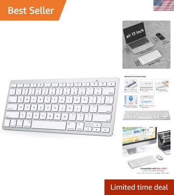 78-Key Mac Compatible Bluetooth Keyboard - Lightweight & Portable Silver Style