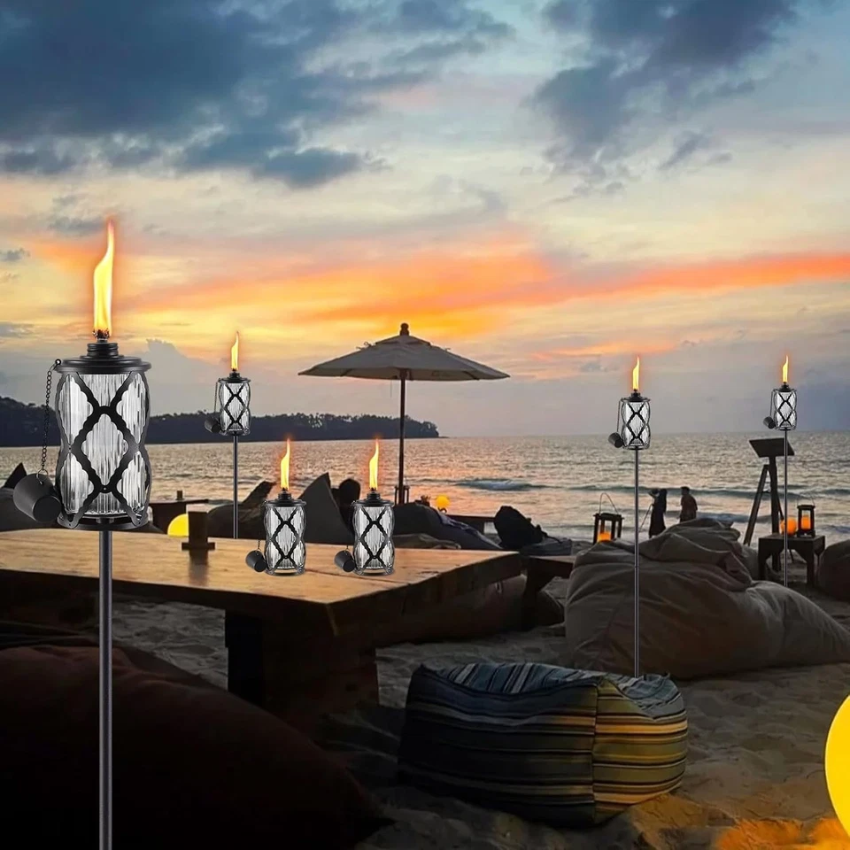 Paquete de 4 antorchas de citronela de vidrio, antorchas de jardín de 16 oz para exterior, 55 pulgadas... Foto 4 de 4