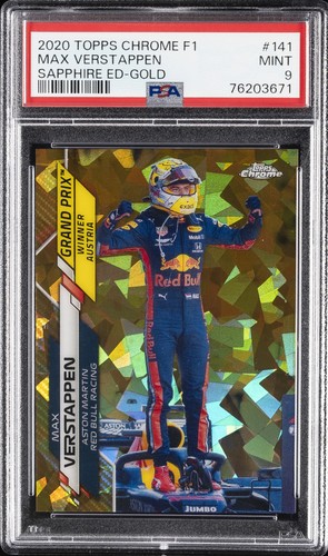 2020 TOPPS CHROME FORMULA 1 SAPPHIRE EDITION GOLD MAX VERSTAPPEN 45/50 PSA 9