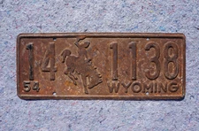 1954 Wyoming Cowboy License Plate