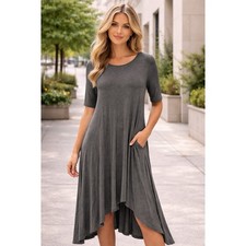 Love In Dress Midi Women's M Gray Asymmetrical 3/4 Sleeves