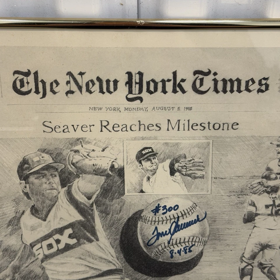 Tom Seaver Signed Lithograph 97/300 Framed 300th Win White Sox 8/4/85 Autograph - Image 4 of 4