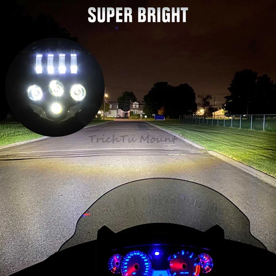 Headlight LED Hi/Lo Beam For Victory Cross Country Ness Magnum Hammer High-Ball - Image 3 of 4