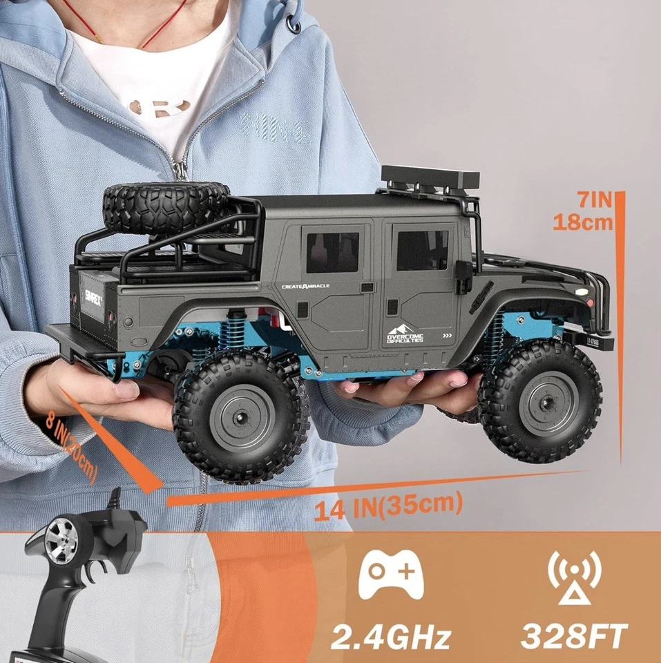 RC Monster Truck 1:12 – 4WD – 20 km/h – Metall – 2x Akku – LED – Offroad – Neu - Bild 3 von 4