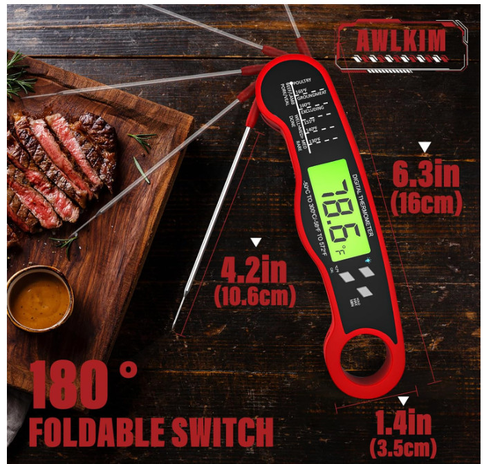 AWLKIM® Digital Meat Thermometer for Cooking, Instant Read Food Thermometer wit