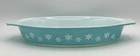 Vintage Turquoise Pyrex SnowFlake 1 1/2 Quart Oval Casserole Dish 12 1/2" 1950s