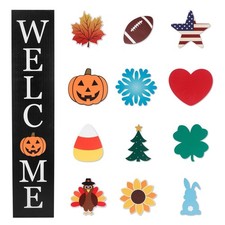 Interchangeable Welcome Sign for Front Porch- 45"X9" Large Standing/Hanging W...