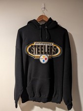 Vintage 90s Pittsburgh Steelers NFL Football Logo Athletic Black X-Large Hoodie