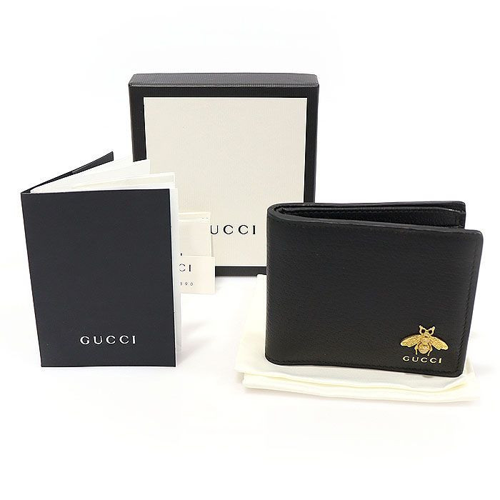 Gucci Black Leather Metal Bee Animalier Wallet 523664 Gucci Black Leather Metal Bee Animalier Wallet 523664