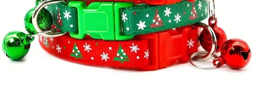 Haustierhalsband Katze Hund Weihnachten verstellbar mit Glockenbäumen & weißem Schnee 7,48-12,60 Zoll - Bild 2 von 5