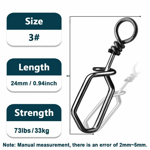 50~200Pcs Stainless Steel Coast Lock Snaps Square Fishing Clips Snap Connector - Picture 25 of 29
