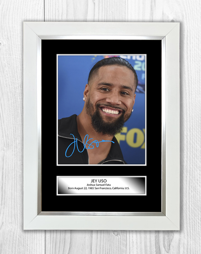 Jey Uso 1 WWE A4 reproducción autógrafo fotografía póster elección de marco - Imagen 5 de 5
