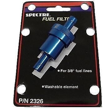 Billet Aluminum 3/8" Fuel Gas Filters Re-Usable Washable Cleanable Element BLUE - Picture 1 of 4