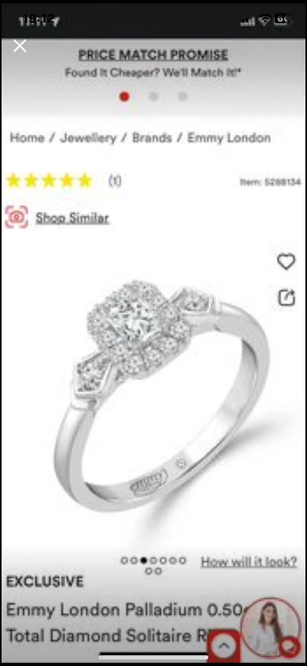 Palladium diamond  engagement ring size n - Image 2 of 4