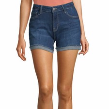 Arizona Women's Juniors Midi 4.5" Denim Shorts Size 7 Dark High Tide NEW