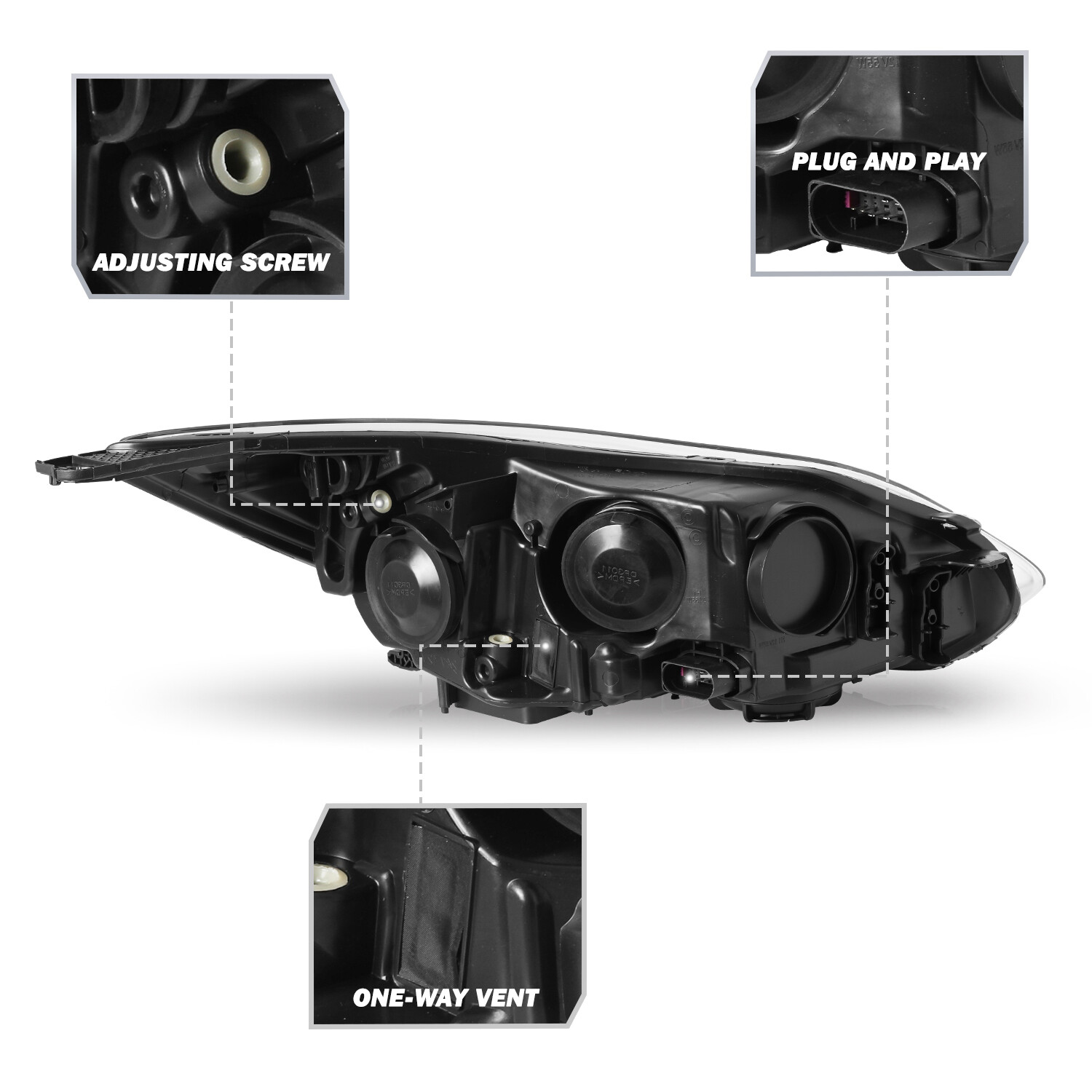 For 20122014 Ford Focus Black Housing Headlights Assembly Headlamps