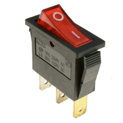 Red Skinny Rectangle Rocker Switch Thin 3-Pin LED Light 110V AC ON/OFF ...