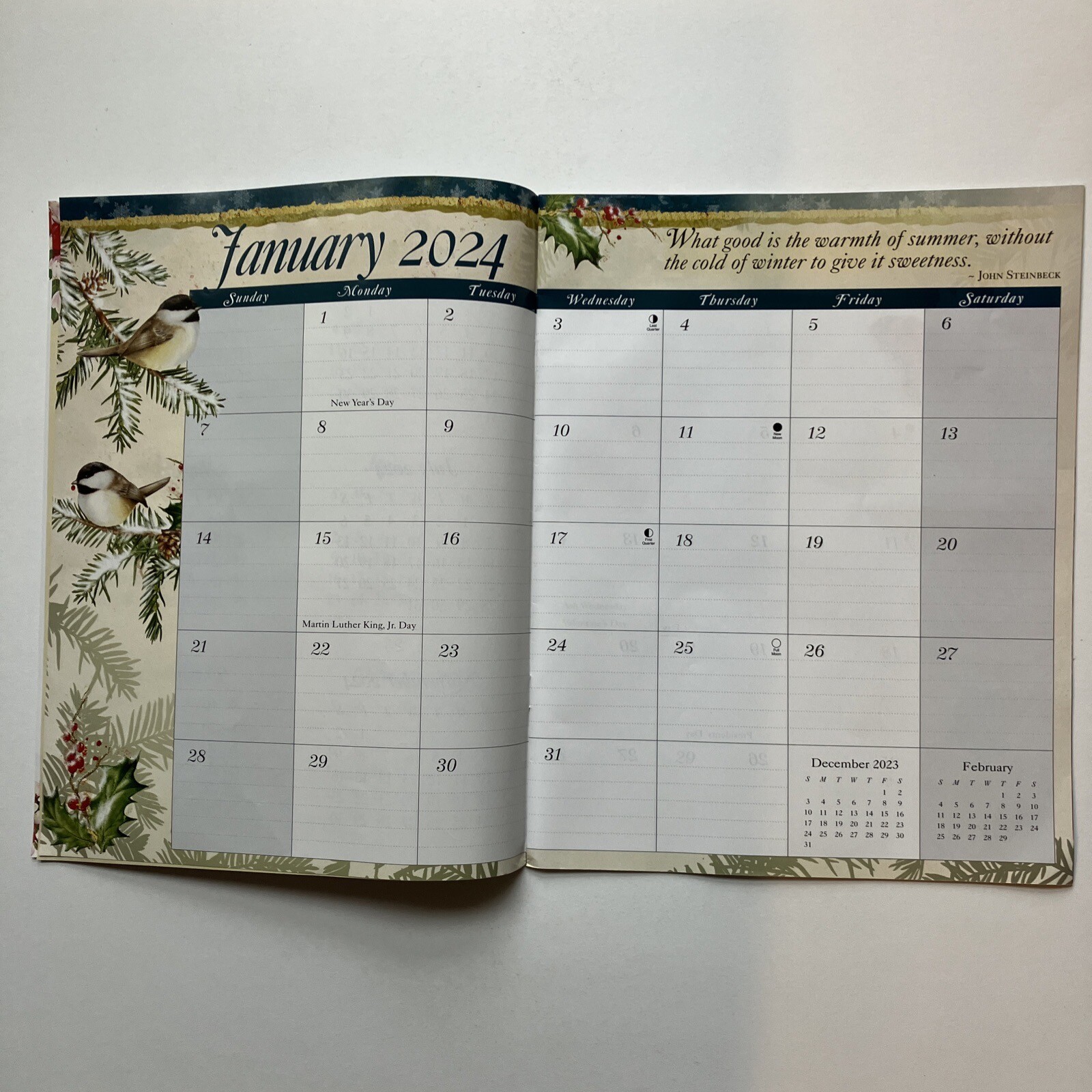 Boys Town 12 Month 2024 Monthly Planner Calendar Birds Flowers Inspiration  Quote | eBay