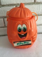 Mars Milky Way Pumpkin Halloween Blow Mold Trick Treat Bucket Jack O Lantern 9"