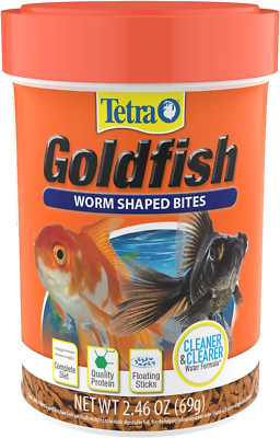 Tetra Goldfish Worm Shaped Bites Fish Food, 2.46 Oz., Complete Food for All Gold
