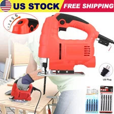 Corded Electric Jigsaw Kit Jig Saw 6 Variable Speeds Jigsaw Tool w/ 10PCS Blades