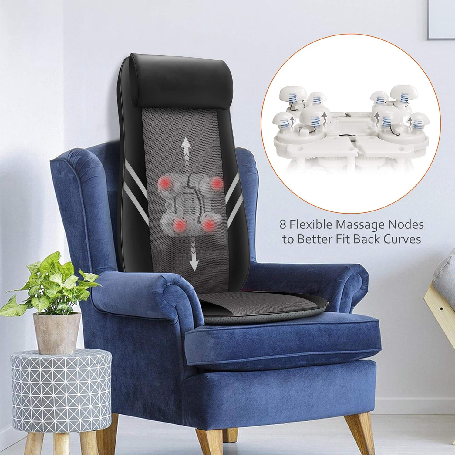 Back Massager with Heat,Shiatsu Massage Seat Cushion,8 Flexible Nodes Massage fo